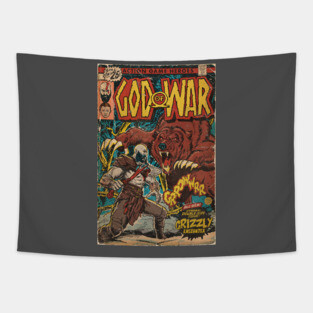 GOW Bear Scene Comic Cover fan art Tapestry