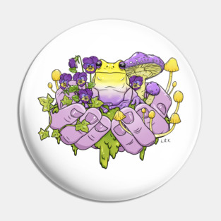 Enby Frog Toadstool Handful Pin