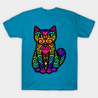 Rainbow Doodley DoodleCat T-Shirt