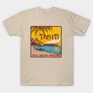 Defunct Tahiti Bungalows Travel Souvenir Luggage Label T-Shirt