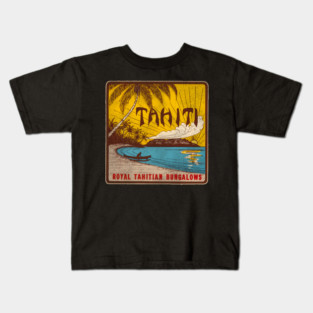 Defunct Tahiti Bungalows Travel Souvenir Luggage Label Kids T-Shirt