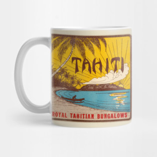 Defunct Tahiti Bungalows Travel Souvenir Luggage Label Mug