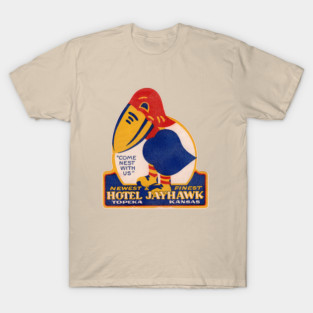 Defunct Hotel Jayhawk Topeka Kansas Luggage Label T-Shirt