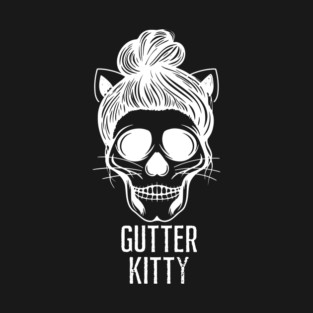 Gutter Kitty Skull White T-Shirt
