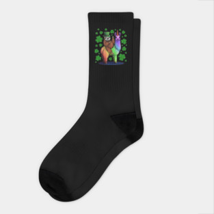 Leprechaun Sloth Riding Llama Unicorn St Patricks Day Socks