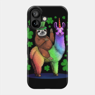Leprechaun Sloth Riding Llama Unicorn St Patricks Day Phone Case