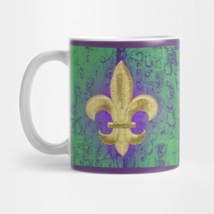 Mardi Gras Fleur de Lis Purple Green and Gold, Mug