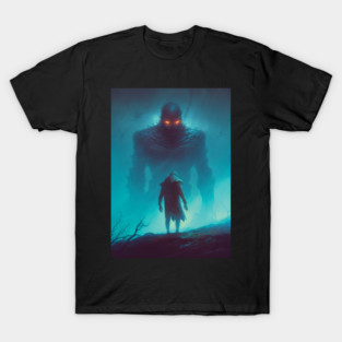 Giant in the Fog | Ominous Painting | Horror Fiction Art | Surrealism Artist | Dark Fantasy Style | Mysterious Giant in the Mist T-Shirt