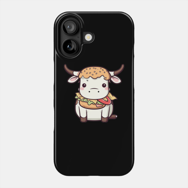 Cute Kawaii Style Cow Dressed as a Hamburger Phone Case by belownormal