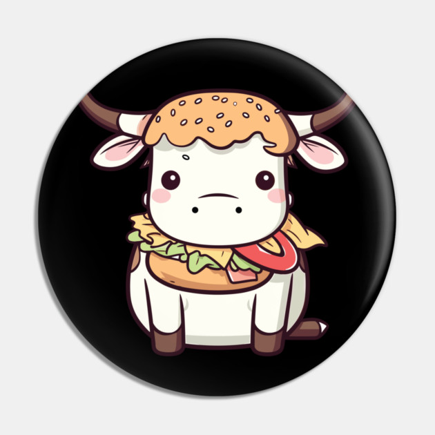 Cute Kawaii Style Cow Dressed as a Hamburger Pin by belownormal