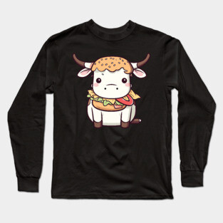 Cute Kawaii Style Cow Dressed as a Hamburger Long Sleeve T-Shirt