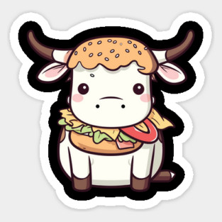 Cute Kawaii Style Cow Dressed as a Hamburger Magnet