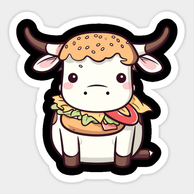 Cute Kawaii Style Cow Dressed as a Hamburger Magnet by belownormal