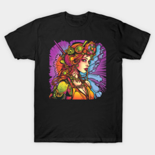 Steampunk Fairy Neon Profile T-Shirt