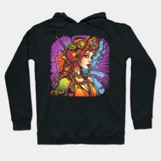 Steampunk Fairy Neon Profile Hoodie