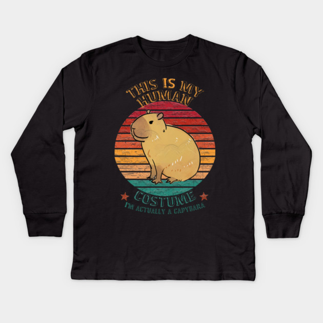 This is my human costume. I'm actually a Capybara Kids Long Sleeve T-Shirt by Db Printed