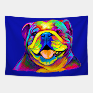 English Bulldog in Colors Tapestry