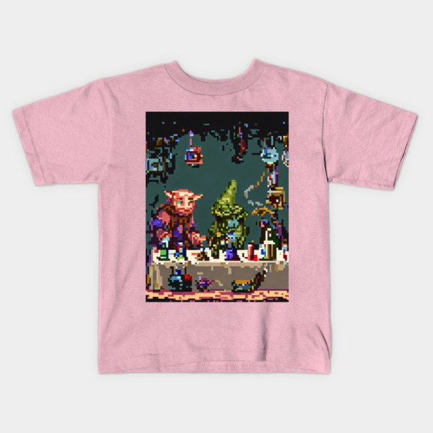 A goblin market selling strange items pixel art Kids T-Shirt by maricetak