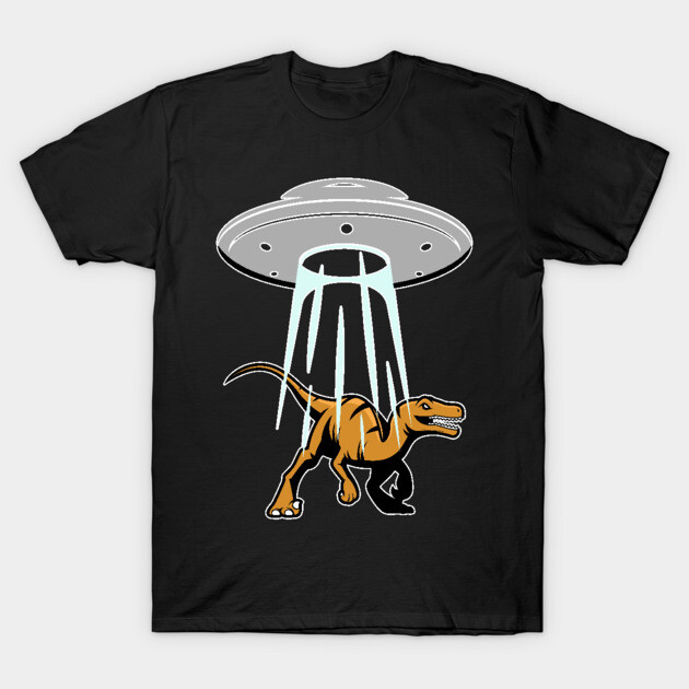 UFO Alien Abduction Dinosaur Raptor Gift T-Shirt by belownormal