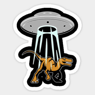 UFO Alien Abduction Dinosaur Raptor Gift Sticker