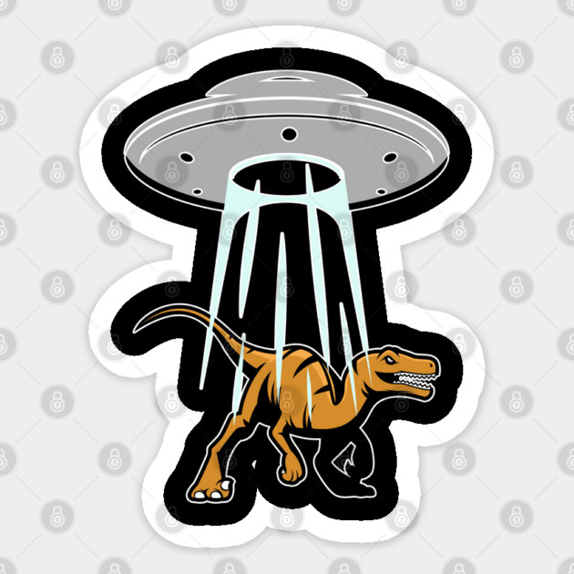 UFO Alien Abduction Dinosaur Raptor Gift Sticker by belownormal