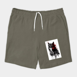 Ink Gray Wolf Portrait Shorts