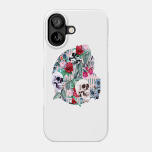Flowers and Skulls (Pink) Phone Case