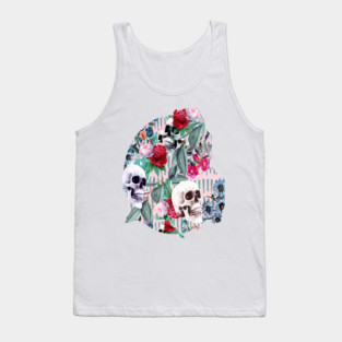 Flowers and Skulls (Pink) Tank Top