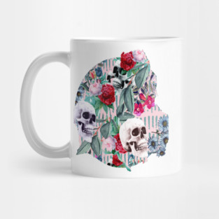 Flowers and Skulls (Pink) Mug