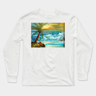 Tropical Hawaiian Beach Long Sleeve T-Shirt