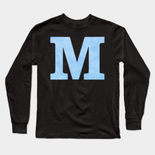 The Letter M Blue Metallic Design Long Sleeve T-Shirt