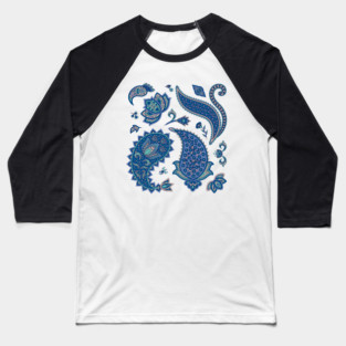 Blue Paisley Baseball T-Shirt
