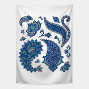 Blue Paisley Tapestry