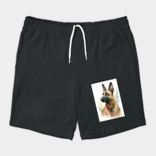 Belgian Malinois Dog Watercolor Portrait Shorts