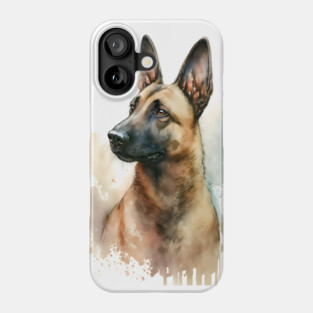 Belgian Malinois Dog Watercolor Portrait Phone Case