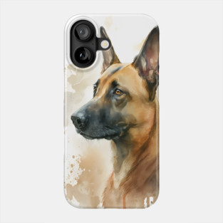 Belgian Malinois Dog Watercolor Portrait Phone Case