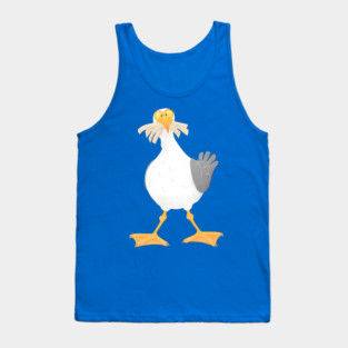Funny seagull with French fries cartoon Tank Top