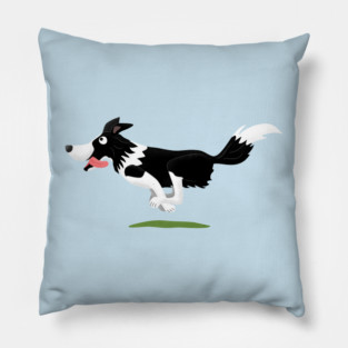 Funny Border Collie dog running cartoon Pillow