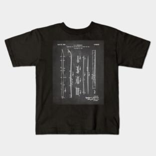 Skiing Skis Patent - Skier Ski Lodge Chalet Art - Black Chalkboard Kids T-Shirt