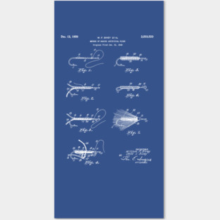 Fly Fishing Patent - Fisherman Art - Blueprint Posters and Art