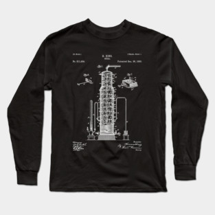 Whisky Patent - Whisky Still Art - Black Chalkboard Long Sleeve T-Shirt