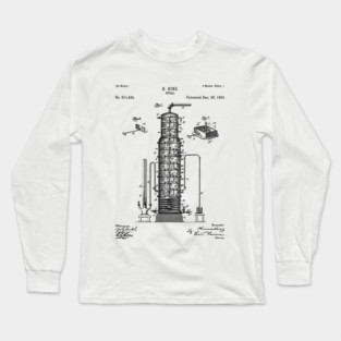 Whisky Patent - Whisky Still Art - Black And White Long Sleeve T-Shirt