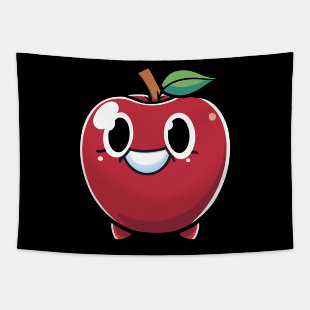 Cute Kawaii Smiling Apple Tapestry by belownormal