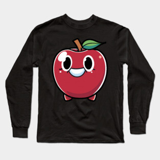 Cute Kawaii Smiling Apple Long Sleeve T-Shirt