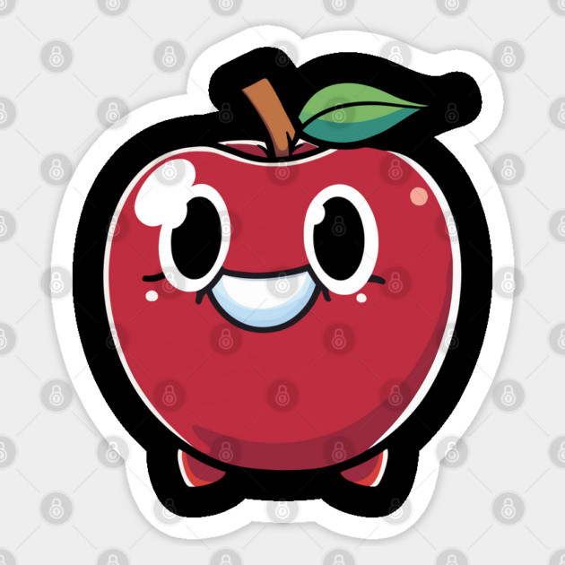 Cute Kawaii Smiling Apple Sticker by belownormal
