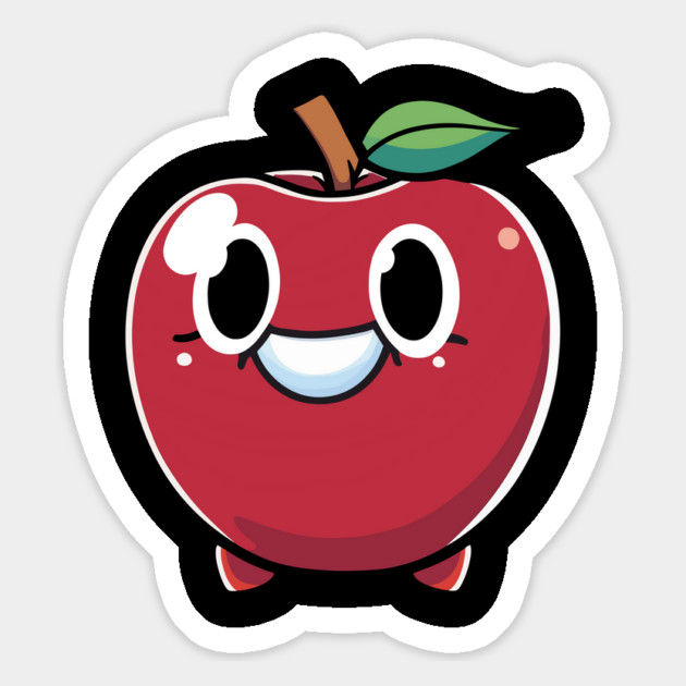 Cute Kawaii Smiling Apple Magnet by belownormal