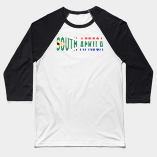 South Africa Text in Colors of the South African Flag Baseball T-Shirt