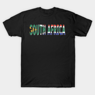 South Africa Text in Colors of the South African Flag T-Shirt