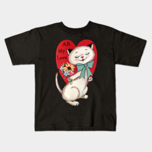 Vintage Cat Valentine Kids T-Shirt