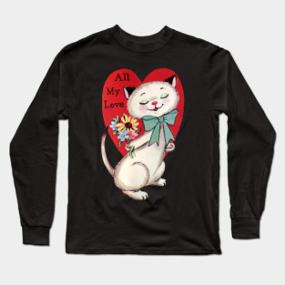 Vintage Cat Valentine Long Sleeve T-Shirt